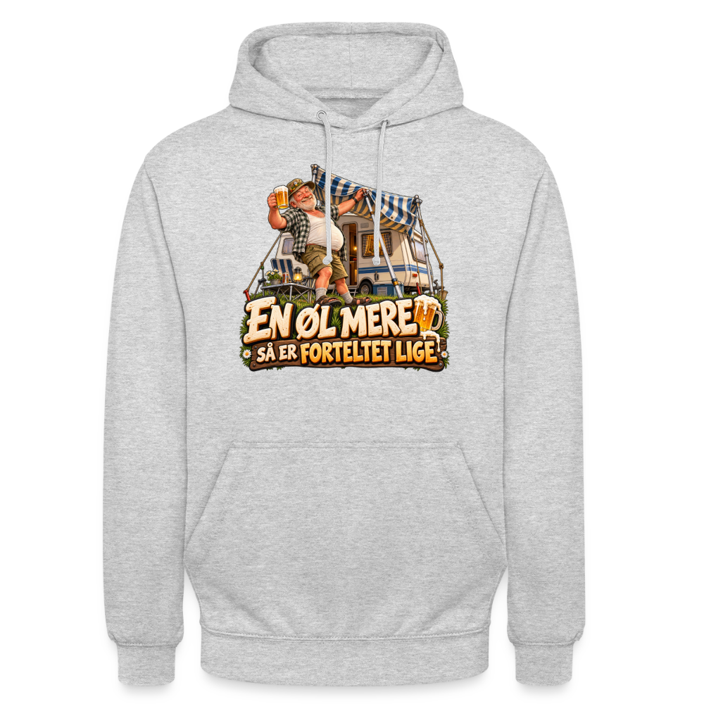 CityShirts - Hoodie - En øl mere, så er forteltet lige - CS039 - lysegrå meleret