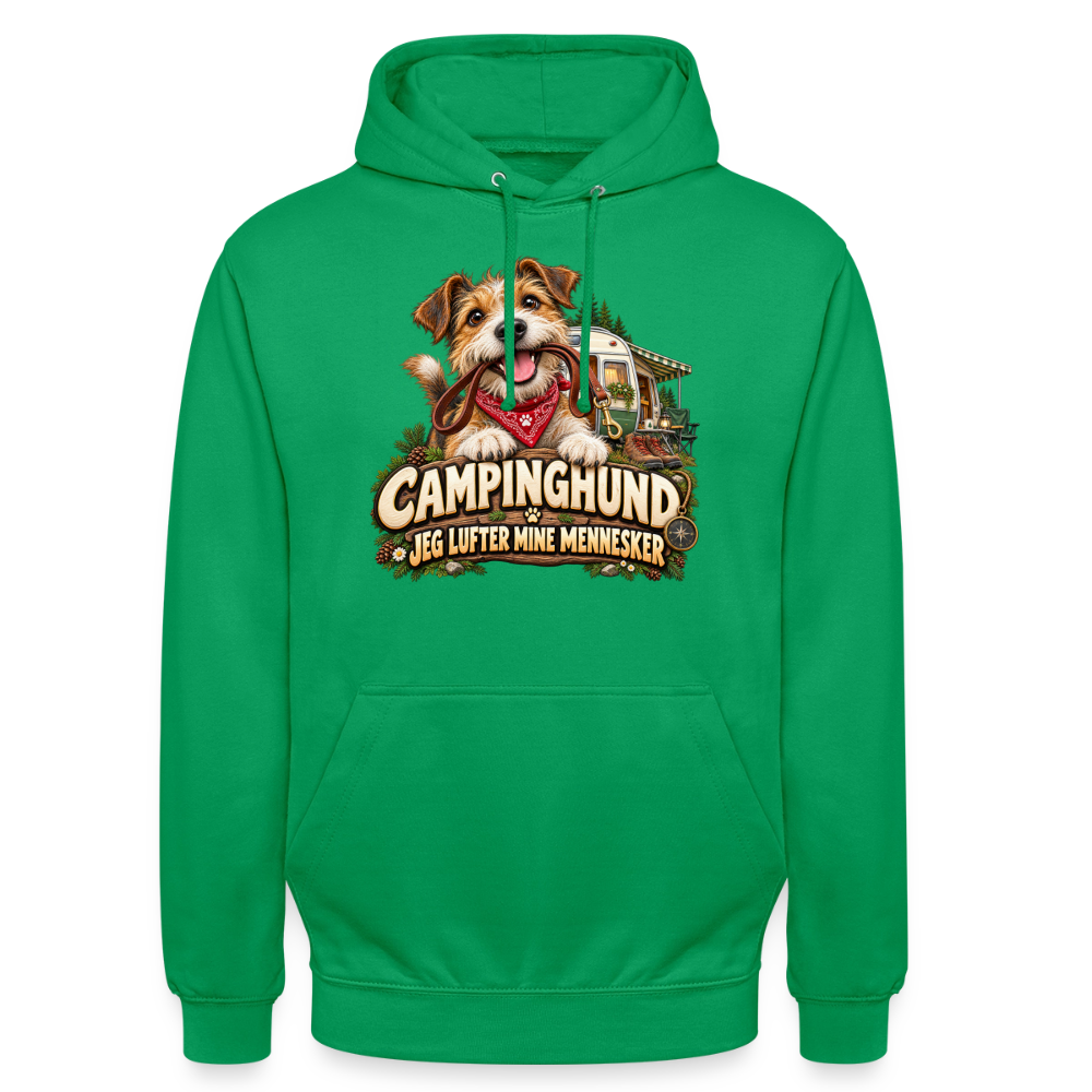 CityShirts - Hoodie - Campinghund – Jeg lufter mine mennesker - CS041 - kelly grøn