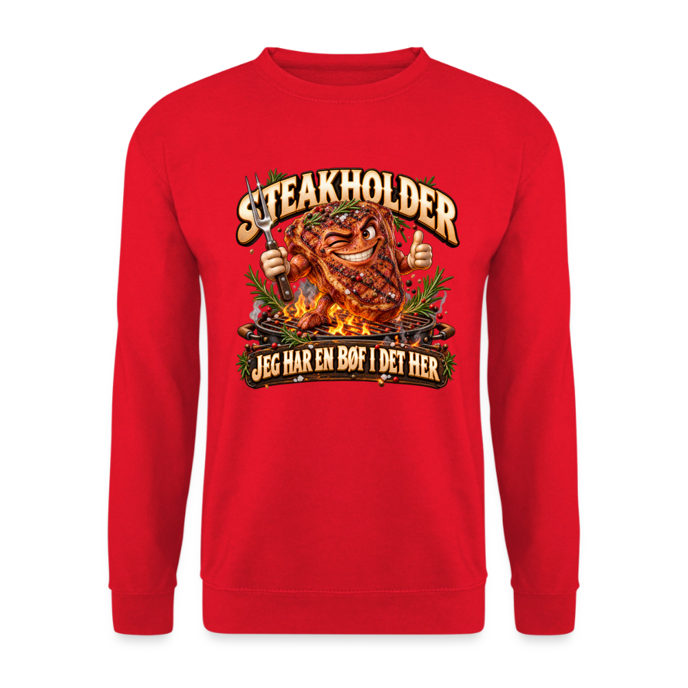 CityShirts - Sweatshirt - Steakholder – Jeg har en bøf i det her - CS052 - rød