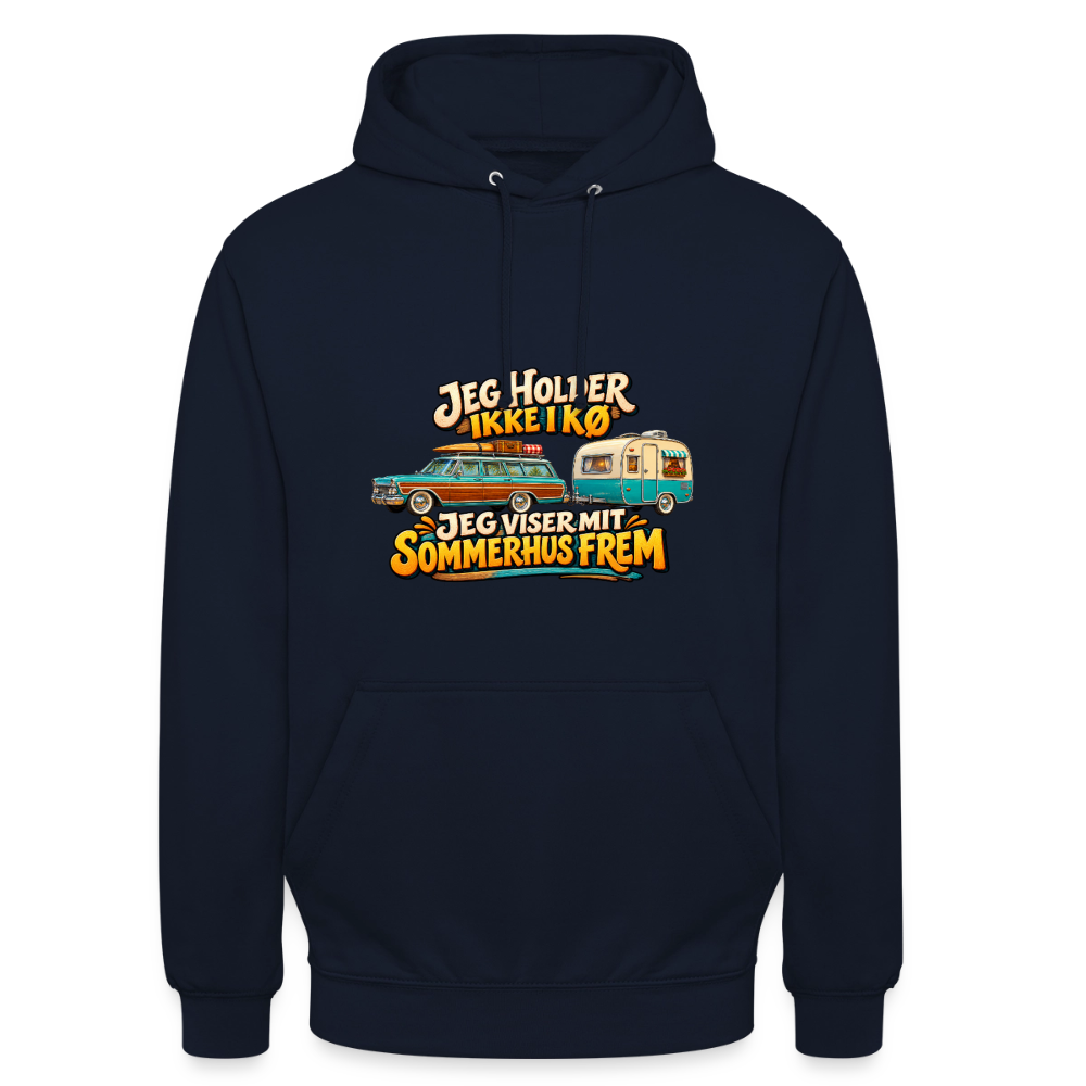 CityShirts - Hoodie - Jeg holder ikke i kø – Jeg viser mit sommerhus frem - CS034 - marineblå