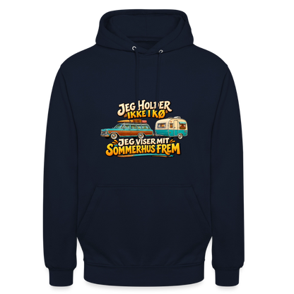 CityShirts - Hoodie - Jeg holder ikke i kø – Jeg viser mit sommerhus frem - CS034 - marineblå