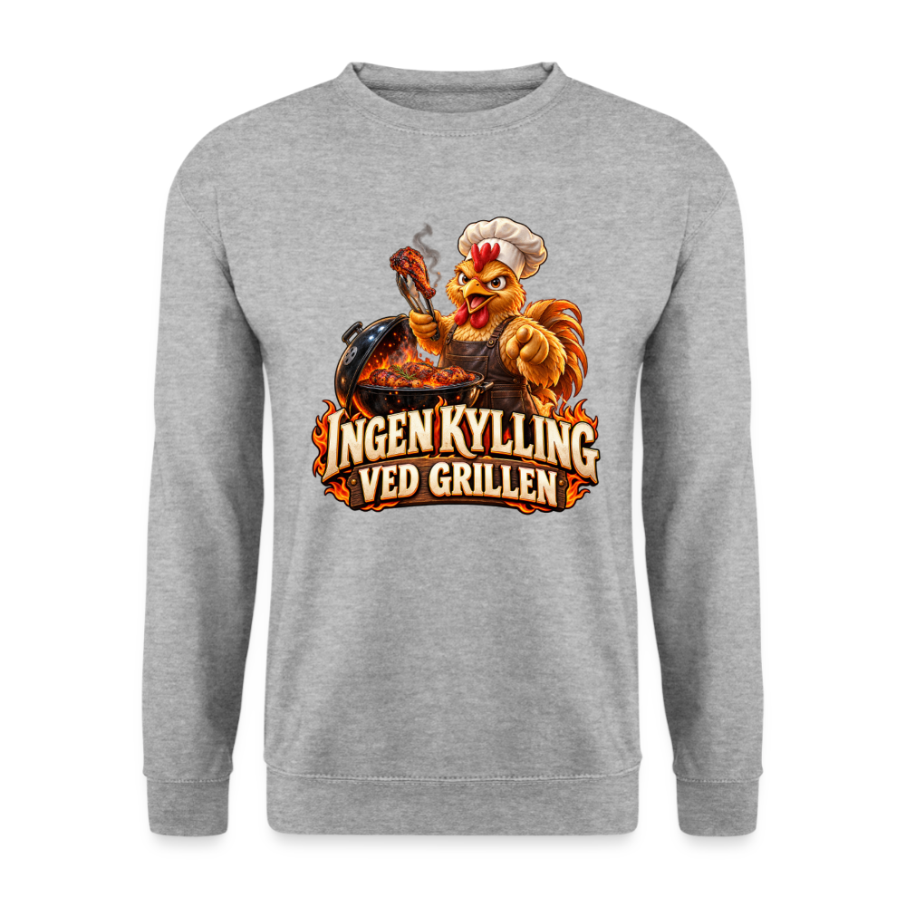 CityShirts - Sweatshirt - Ingen kylling ved grillen - CS054 - hvidgrå meleret