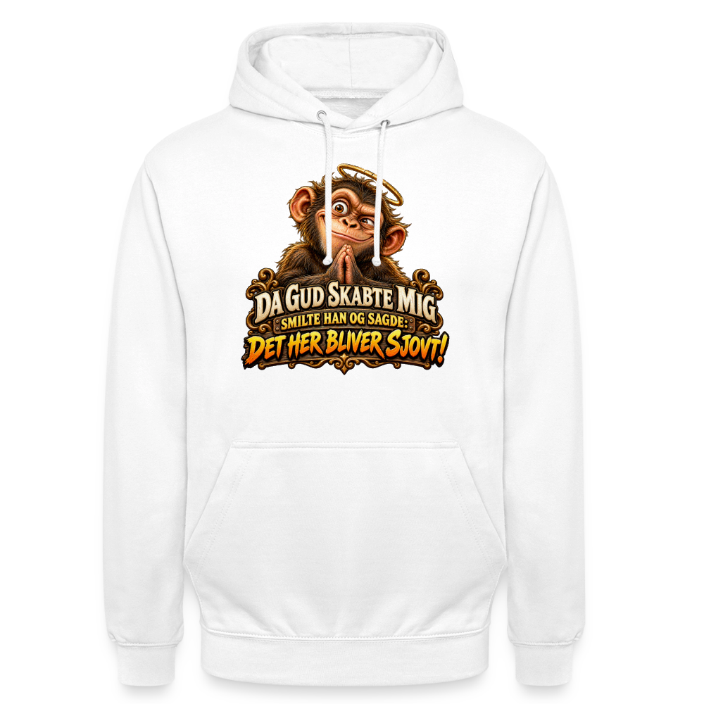 CityShirts - Hoodie - Da Gud skabte mig – Det her bliver sjovt! - CS004 - hvid