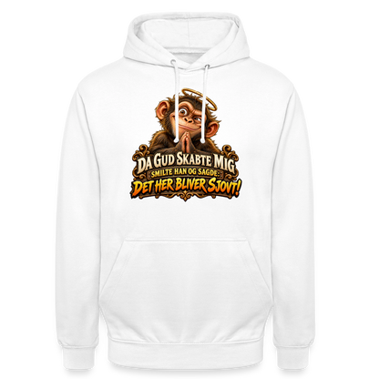 CityShirts - Hoodie - Da Gud skabte mig – Det her bliver sjovt! - CS004 - hvid