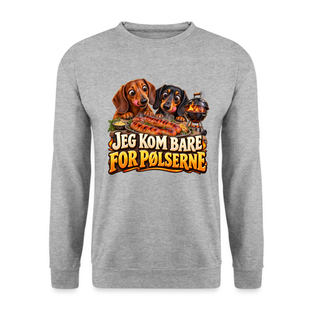 CityShirts - Sweatshirt - Jeg kom bare for pølserne - CS048 - hvidgrå meleret