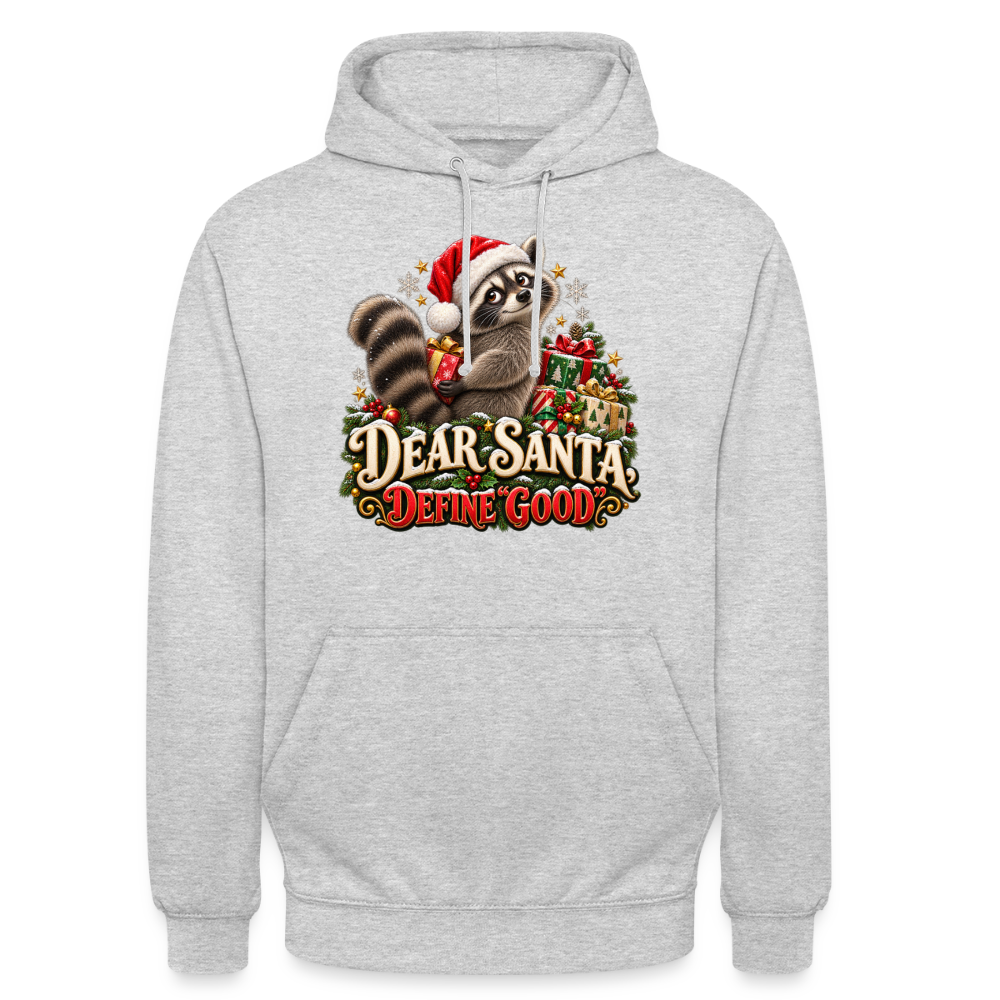 CityShirts - Hoodie - Dear Santa, define good – julevaskebjørn - CS028 - lysegrå meleret