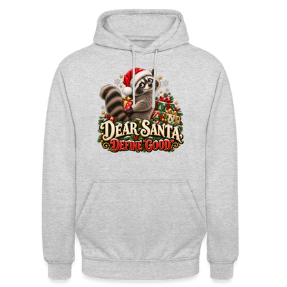CityShirts - Hoodie - Dear Santa, define good – julevaskebjørn - CS028 - lysegrå meleret