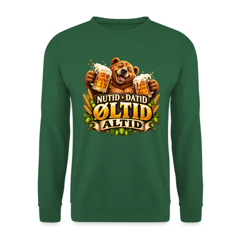 CityShirts - Sweatshirt - Nutid, datid, øltid – altid - CS006 - grøn