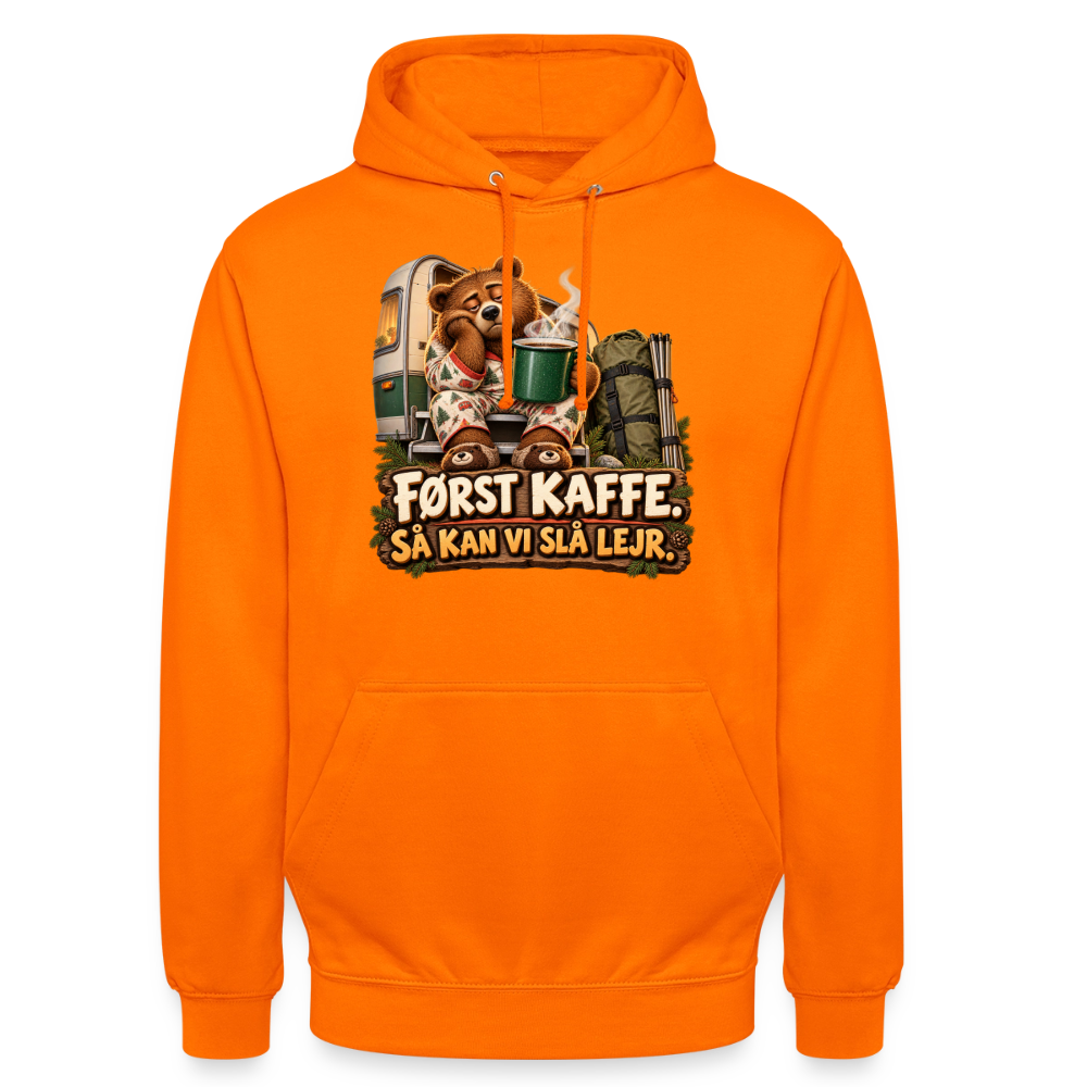 CityShirts - Hoodie - Først kaffe – Så kan vi slå lejr - CS043 - orange