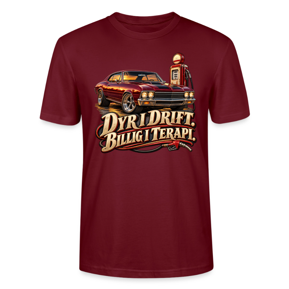 CityShirts - T-shirt - Dyr i drift. Billig i terapi. – V8 - CS029 - burgunder-rød