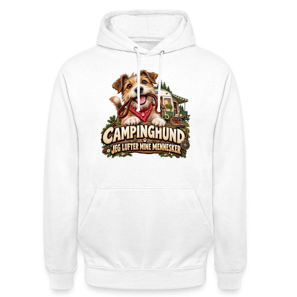 CityShirts - Hoodie - Campinghund – Jeg lufter mine mennesker - CS041 - hvid