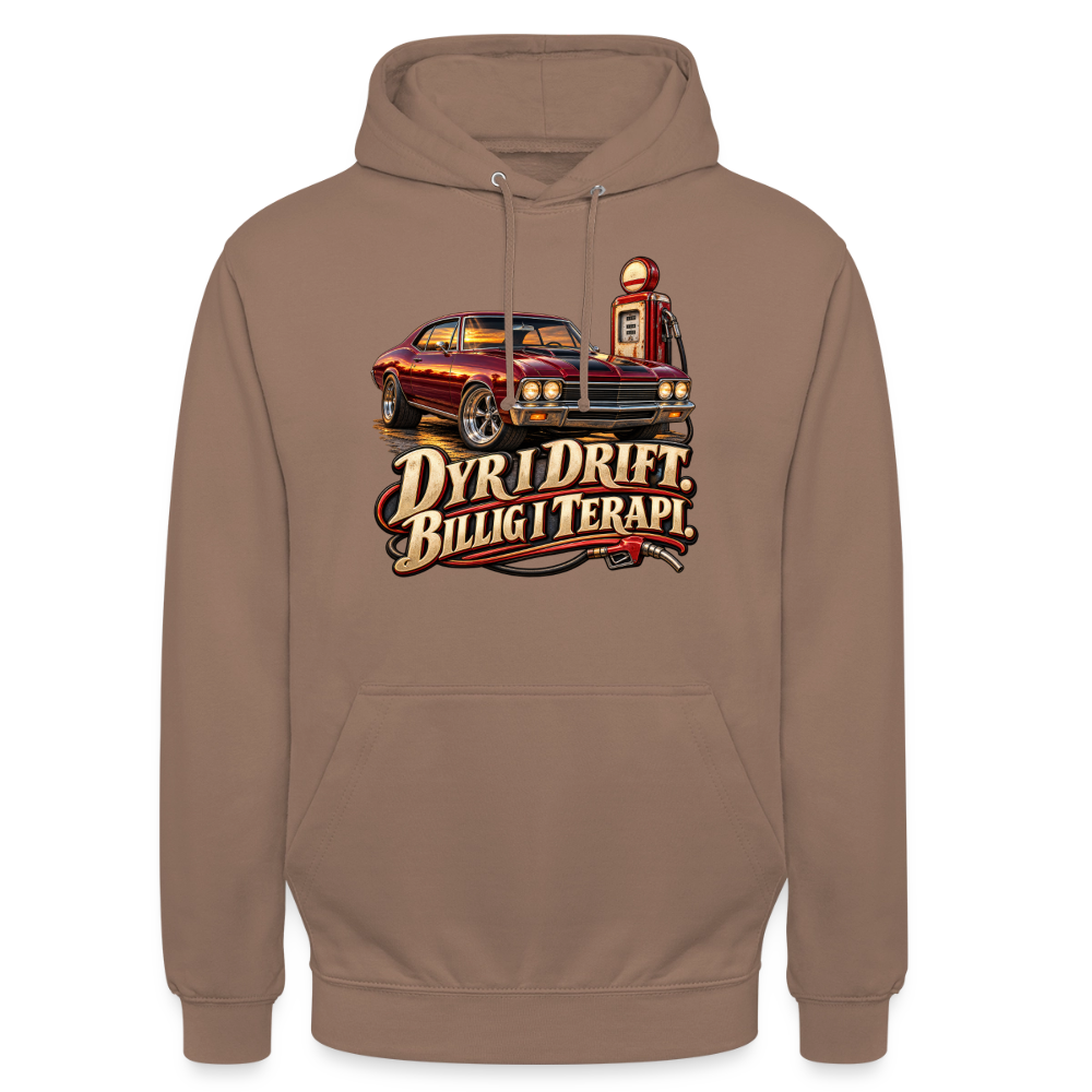 CityShirts - Hoodie - Dyr i drift. Billig i terapi. – V8 - CS029 - mokka