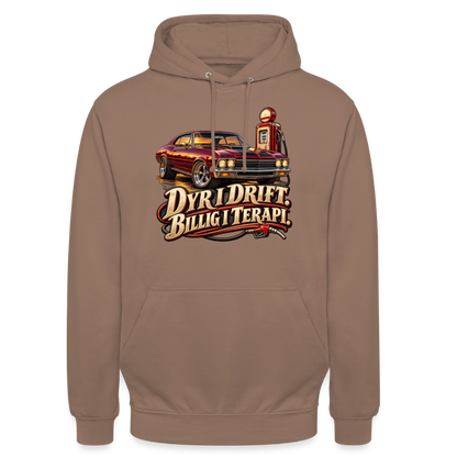 CityShirts - Hoodie - Dyr i drift. Billig i terapi. – V8 - CS029 - mokka