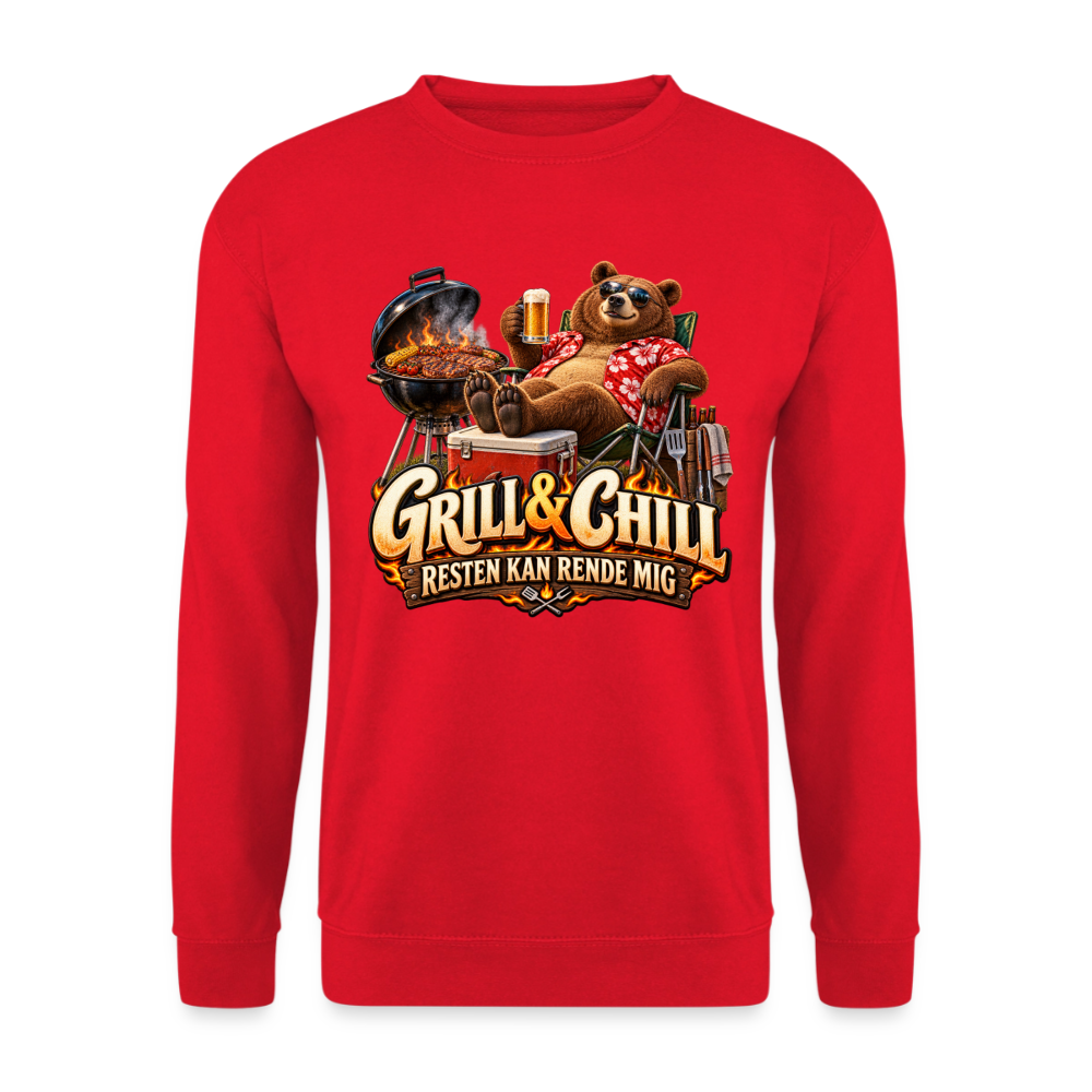CityShirts - Sweatshirt - Grill & Chill – Resten kan rende mig - CS049 - rød