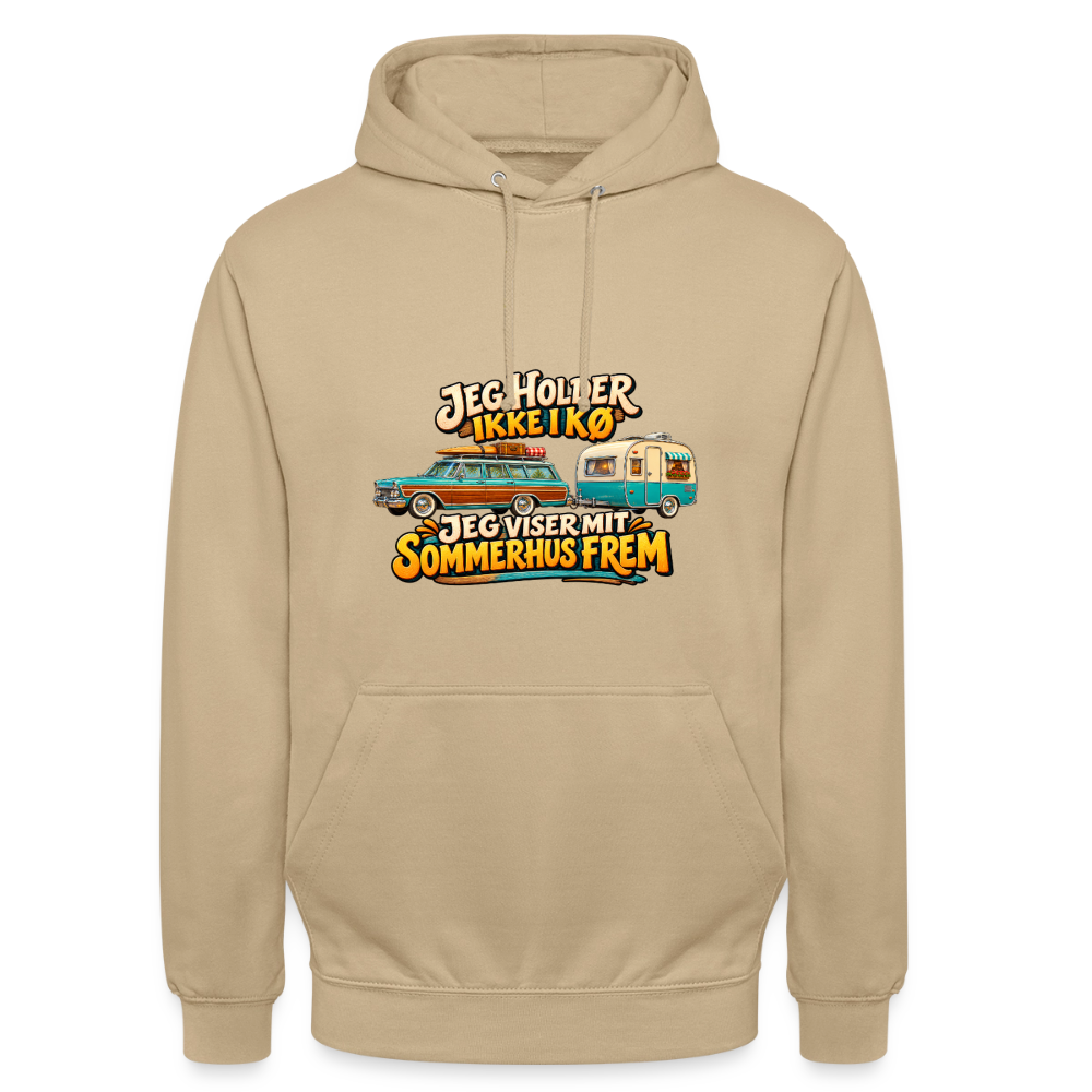 CityShirts - Hoodie - Jeg holder ikke i kø – Jeg viser mit sommerhus frem - CS034 - beige