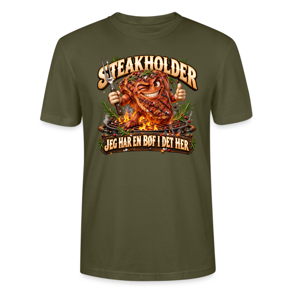 CityShirts - T-shirt - Steakholder – Jeg har en bøf i det her - CS052 - khaki
