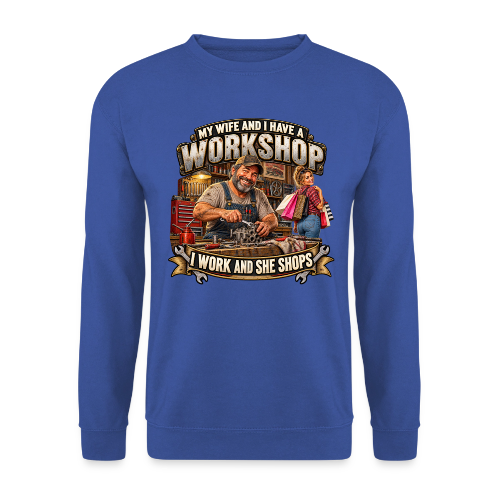 CityShirts - Sweatshirt - Workshop – I work and she shops - CS021 - kongeblå