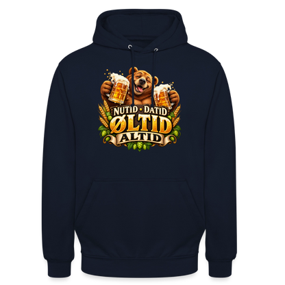 CityShirts - Hoodie - Nutid, datid, øltid – altid - CS006 - marineblå
