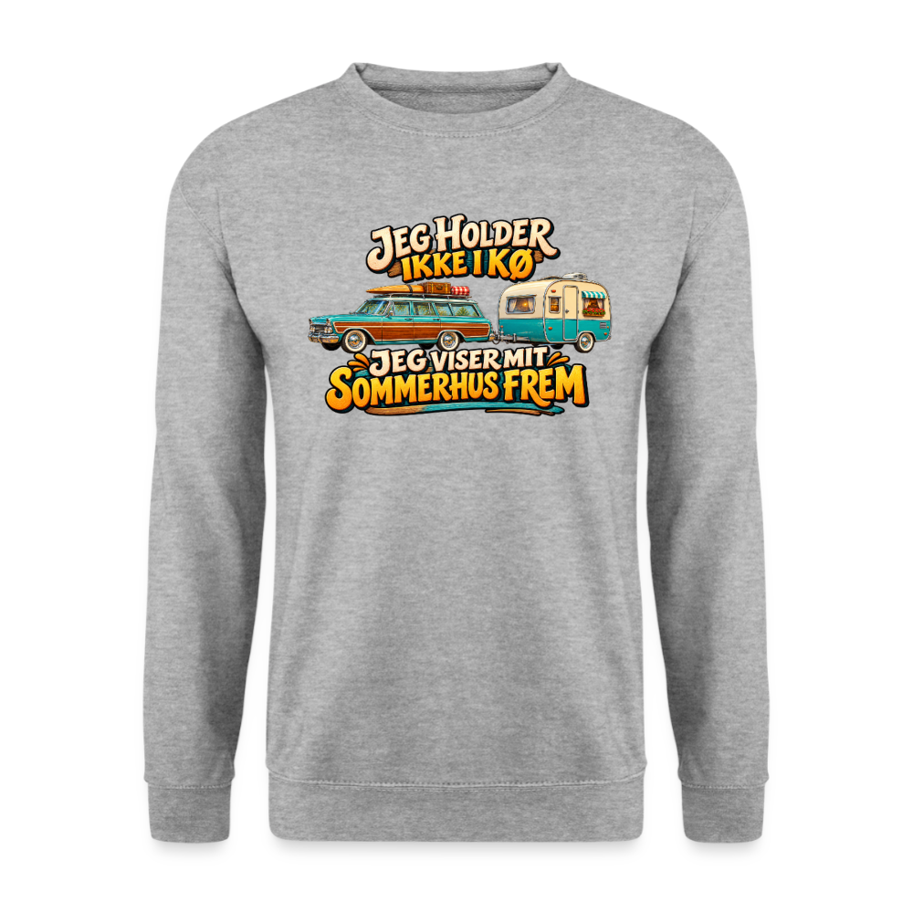 CityShirts - Sweatshirt - Jeg holder ikke i kø – Jeg viser mit sommerhus frem - CS034 - hvidgrå meleret