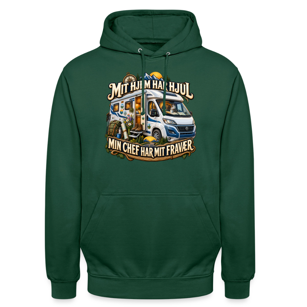 CityShirts - Hoodie - Mit hjem har hjul – Min chef har mit fravær - CS040 - flaskegrøn