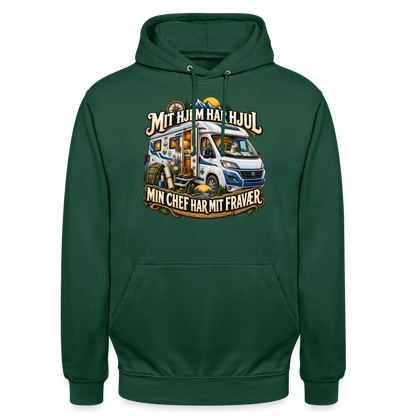 CityShirts - Hoodie - Mit hjem har hjul – Min chef har mit fravær - CS040 - flaskegrøn