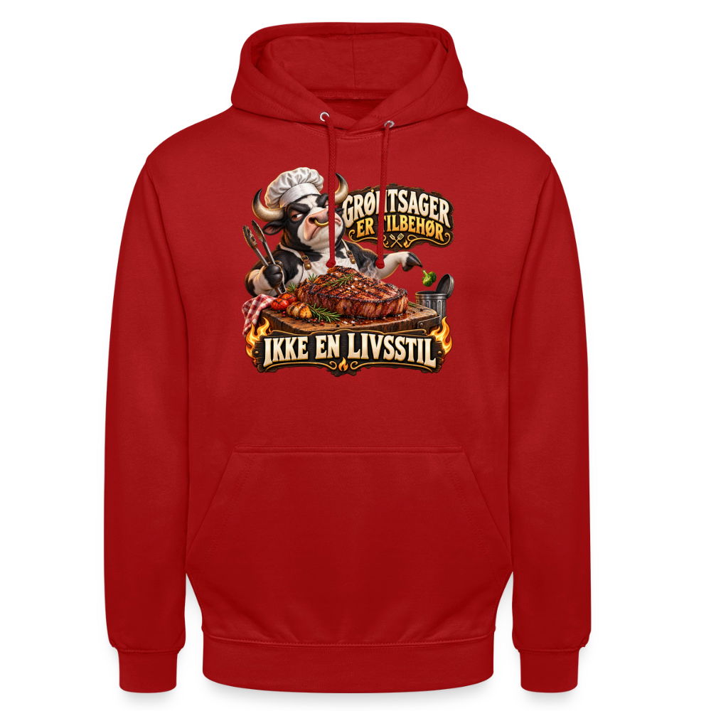 CityShirts - Hoodie - Grøntsager er tilbehør – Ikke en livsstil - CS053 - rød