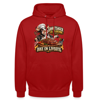 CityShirts - Hoodie - Grøntsager er tilbehør – Ikke en livsstil - CS053 - rød