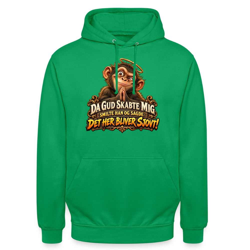CityShirts - Hoodie - Da Gud skabte mig – Det her bliver sjovt! - CS004 - kelly grøn