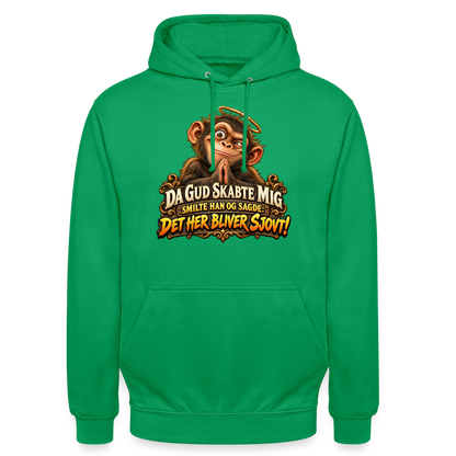 CityShirts - Hoodie - Da Gud skabte mig – Det her bliver sjovt! - CS004 - kelly grøn