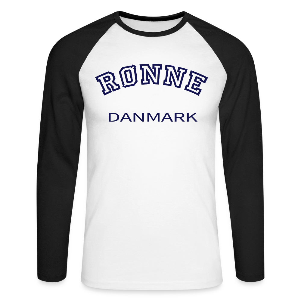 CityShirt - Baseball T-Shirt - Rønne - hvid/sort