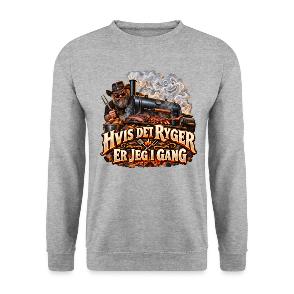 CityShirts - Sweatshirt - Hvis det ryger, er jeg i gang - CS051 - hvidgrå meleret
