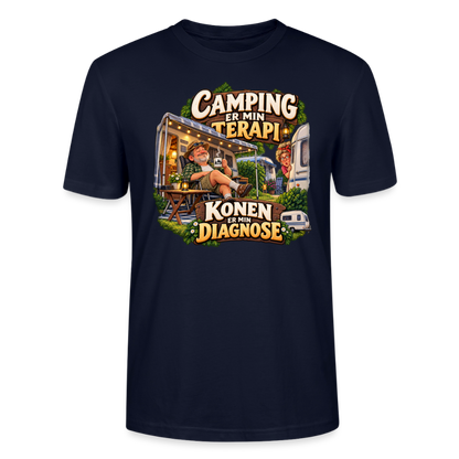CityShirts - T-shirt - Camping er min terapi – Konen er min diagnose - CS032 - marineblå