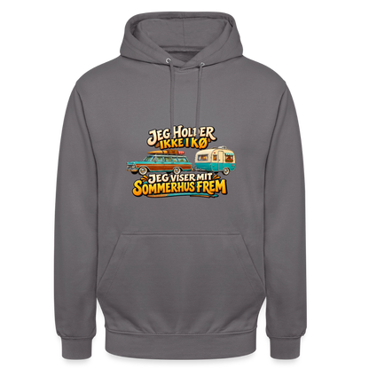 CityShirts - Hoodie - Jeg holder ikke i kø – Jeg viser mit sommerhus frem - CS034 - mellemgrå