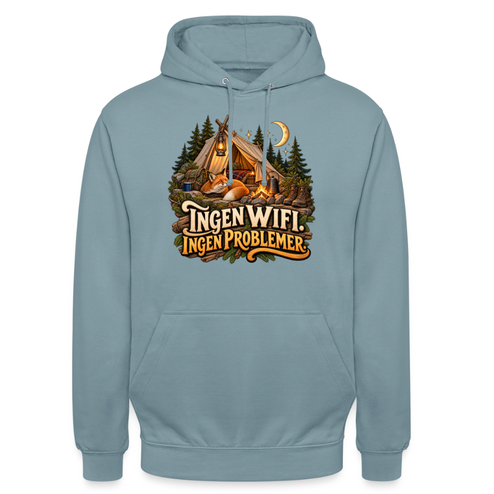 CityShirts - Hoodie - Ingen WiFi. Ingen problemer. - CS036 - gråblå
