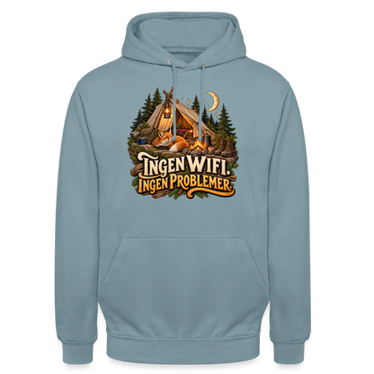 CityShirts - Hoodie - Ingen WiFi. Ingen problemer. - CS036 - gråblå