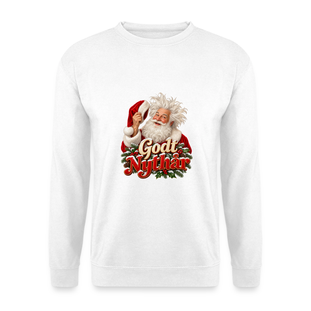 CityShirts - Sweatshirt - Godt Nythår – julemand med morgenhår - CS061 - hvid