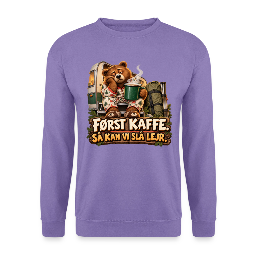 CityShirts - Sweatshirt - Først kaffe – Så kan vi slå lejr - CS043 - lavendel