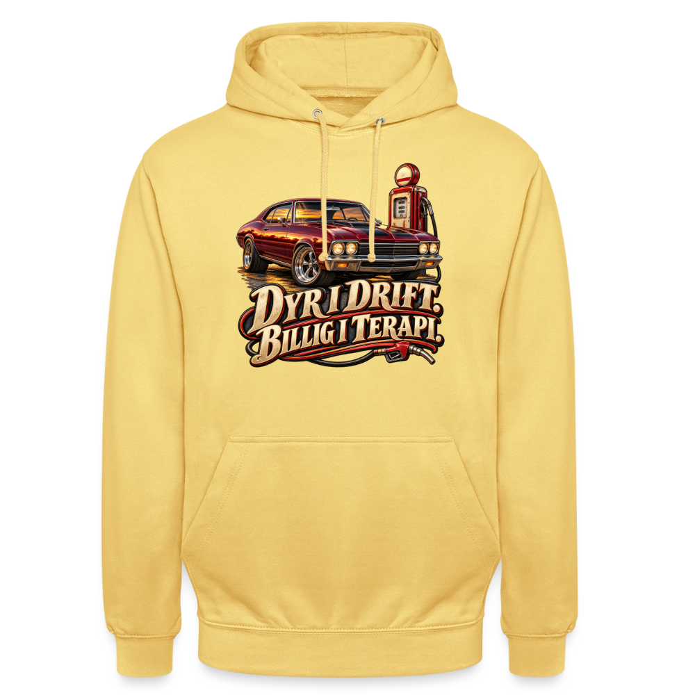 CityShirts - Hoodie - Dyr i drift. Billig i terapi. – V8 - CS029 - citrongul