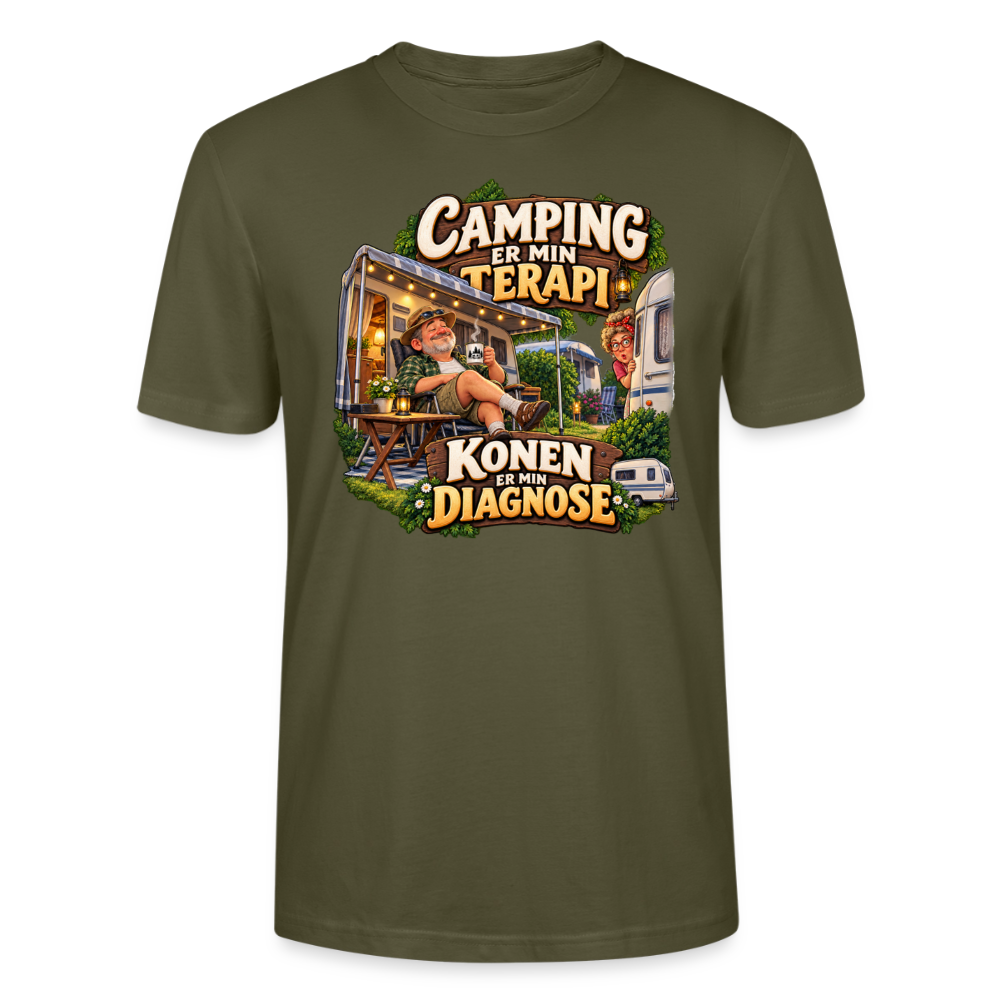 CityShirts - T-shirt - Camping er min terapi – Konen er min diagnose - CS032 - khaki