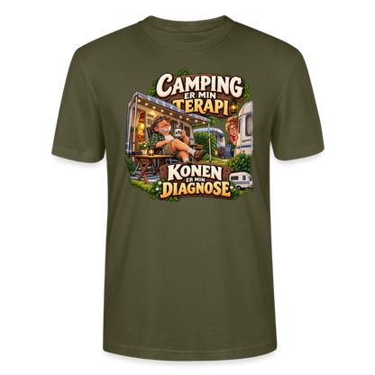 CityShirts - T-shirt - Camping er min terapi – Konen er min diagnose - CS032 - khaki