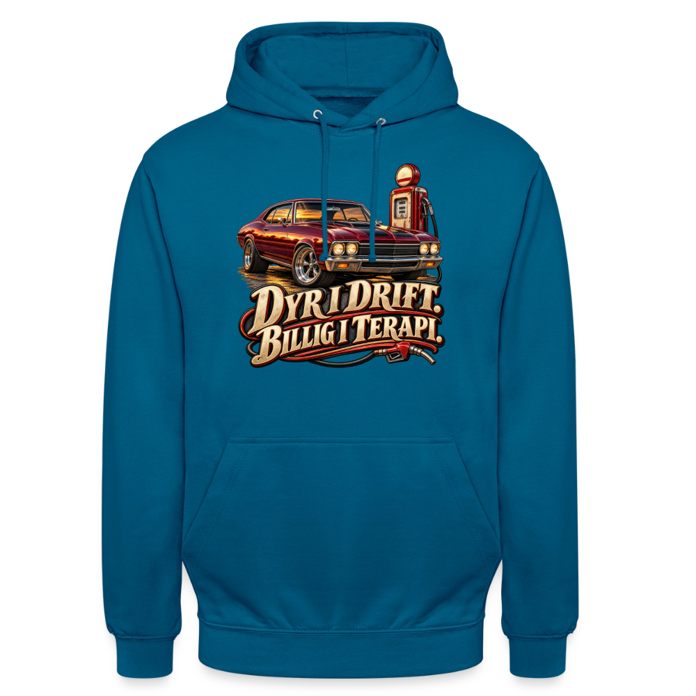 CityShirts - Hoodie - Dyr i drift. Billig i terapi. – V8 - CS029 - dybt havblå 