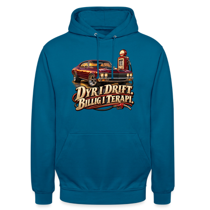 CityShirts - Hoodie - Dyr i drift. Billig i terapi. – V8 - CS029 - dybt havblå 