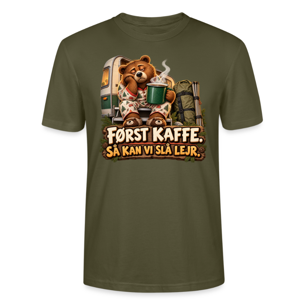 CityShirts - T-shirt - Først kaffe – Så kan vi slå lejr - CS043 - khaki