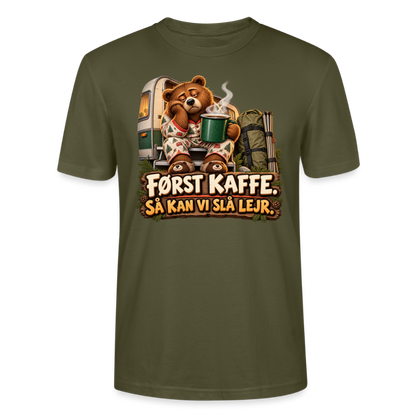 CityShirts - T-shirt - Først kaffe – Så kan vi slå lejr - CS043 - khaki