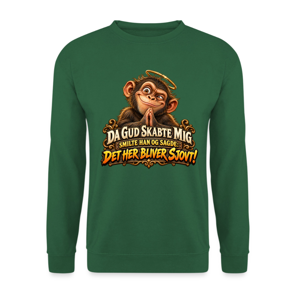 CityShirts - Sweatshirt - Da Gud skabte mig – Det her bliver sjovt! - CS004 - grøn