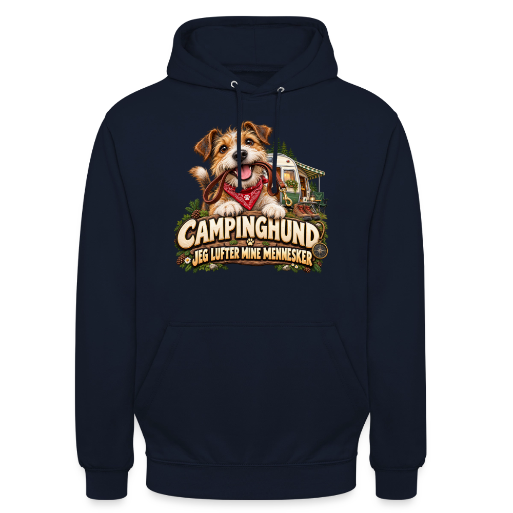 CityShirts - Hoodie - Campinghund – Jeg lufter mine mennesker - CS041 - marineblå