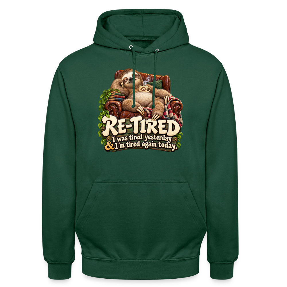 CityShirts - Hoodie - Re-tired – Tired again today - CS009 - flaskegrøn