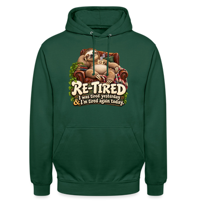 CityShirts - Hoodie - Re-tired – Tired again today - CS009 - flaskegrøn