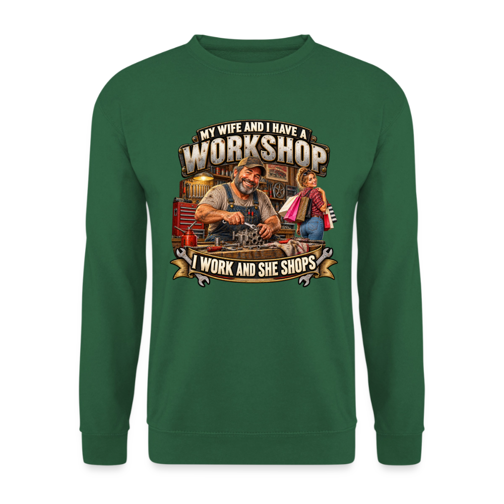 CityShirts - Sweatshirt - Workshop – I work and she shops - CS021 - grøn