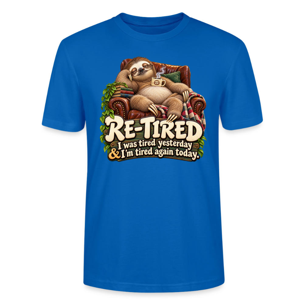 CityShirts - T-shirt - Re-tired – Tired again today - CS009 - påfugleblå